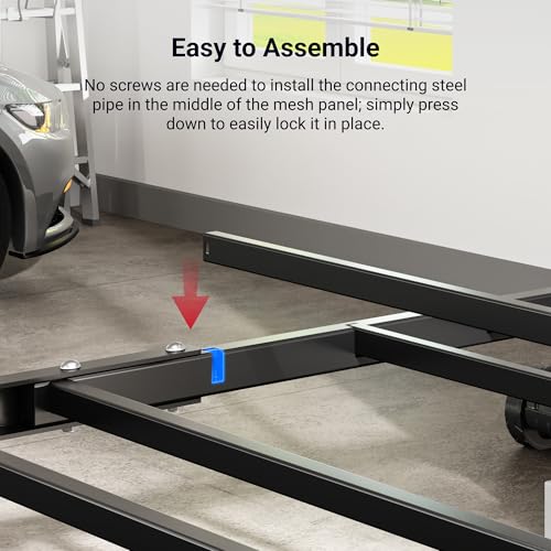 4x8 Overhead Garage Ceiling Storage Rack with 6 Hooks, Black - view 4