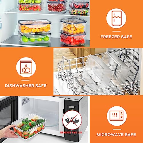 40 PCS Food Storage Containers with Lids Airtight (20 Containers & 20 Lids), Plastic Storage Meal Prep Container-Stackable 100% Leakproof & Microwave Organization and Storage Sets, Lunch Containers - view 5