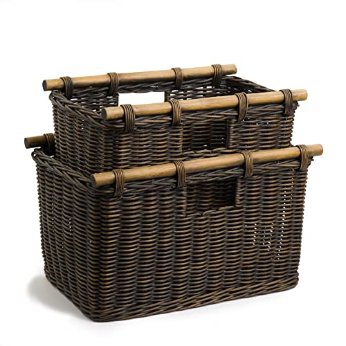 Tall Narrow Wicker Storage Basket, S, Walnut Brown - view 2