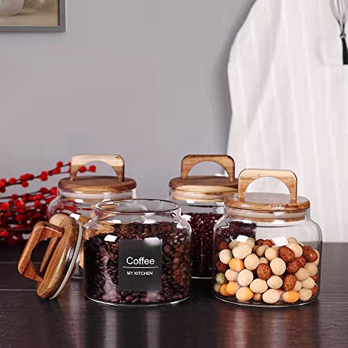 Glass Jars with Airtight Lid [Set of 4],Kitchen Canisters, Borosilicate Storage Containers,Retro Design, jars for Candy,Cookie,Rice,Sugar,Flour, Flour,Pasta,Nuts and Spice Jars - view 5
