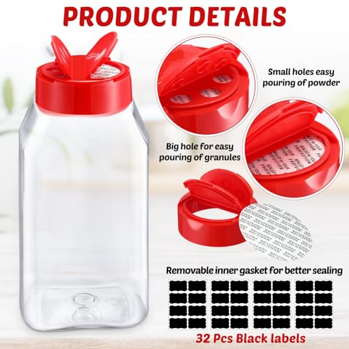 28 Pack 16 oz Red Plastic Spice Jars with Cap - view 3