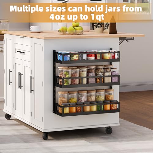Wall Mount Spice Rack Organizer 5 Tier Height-Adjustable Hanging Spice Shelf Storage for Kitchen Pantry Cabinet, Dual-Use Seasoning Holder Rack with Hooks, Black-Patented - view 2