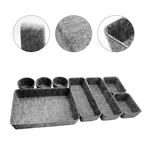8pcs Drawer Organizers, Separators, Storage Box,Felt Storage Bins Inserts Tool Containers Toy Basket Shelf Cubes Foldable Drawer Dividers Desk Organisers - Grey - view 6