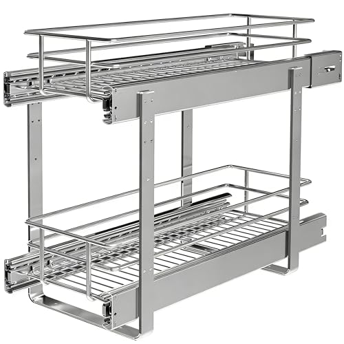 2-Tier Narrow Cabinet Pull Out Shelves, 8" W x 22" D, Chrome - view 6