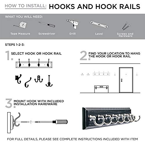 Hardware 129848 Wall Mounted Coat Rack with 5 Decorative Hooks, 27-Inch, Satin Nickel and White - view 3