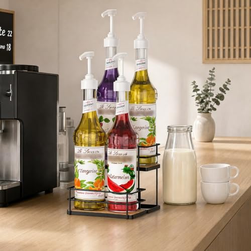 Coffee Syrup Rack Organizer, 2-Tier 4 Maple Syrup Bottle Holder - view 6