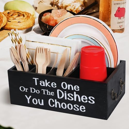 Small Paper Plate Holder,Utensil Caddy Organizer for Countertop - view 4