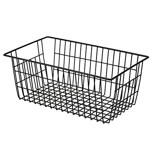 Freezer Basket Organizer, Refrigerator Metal Wire Storage Divider, Household Container Bins with Handles for Kitchen, Bathroom, Office, Camping, Black,Set of 4 - view 7