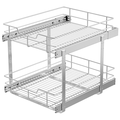 Pull Out Cabinet Organizer 9" W X 17" D, Chromed, Full Slide Out Drawers - view 8