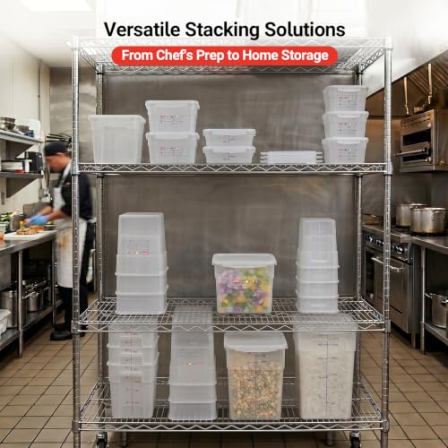 2 Pack 4 QT Airtight Commercial Food Storage Containers, BPA-Free Translucent Polypropylene, Built-In Labeling Area, Stackable for Coffee Beans & Dry Goods, Shallow Model - view 5