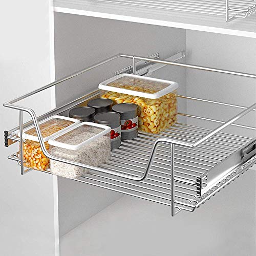 Telescopic Drawer for Kitchen Furniture - Removable Storage Basket - Save Space - Stainless Steel Rail - Measures 60 cm