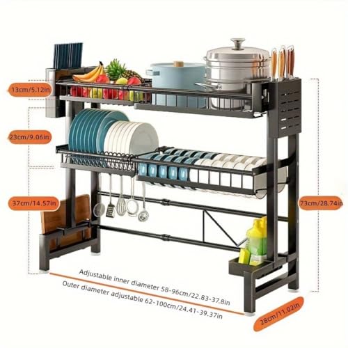 Expandable Countertop Dish Rack Organizer - Space-Saving Kitchen Sink Shelf with Drainage Function, Easy Assembly, Compact Storage, and Durable Construction for Home and Restaurant Use - view 3