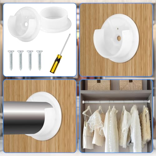 4pcs Closet Rod Holders, Plastic Tension Pole Bar Sockets for Rail - view 4