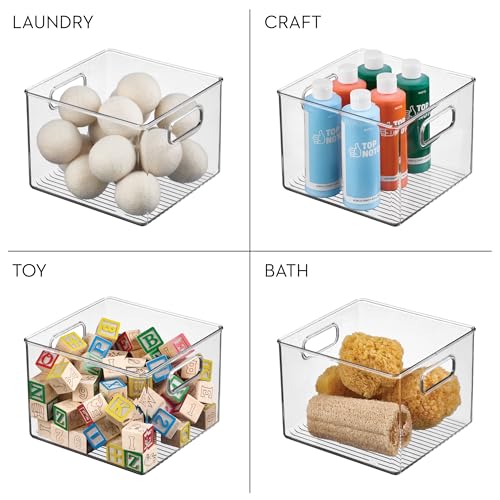 Pantry Storage Bin with Handles for Kitchen Cabinets or Fridge - Set of 2 - Clear - Made in USA - view 7