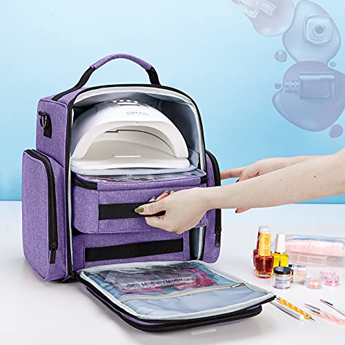 Nail Polish Organizer Holds 48 Bottles and a Nail Lamp, Purple - view 6
