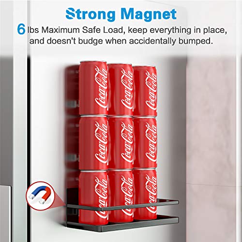 Magnetic Spice Rack, Strong Magnetic Shelf with 2 Removable Hooks, Perfect Space Saver for Small Kitchen/ Apartment, Awesome Metal Cabinet for Holding Spices, Jars, Bottle, Beve(Black, 2Pack) - view 3