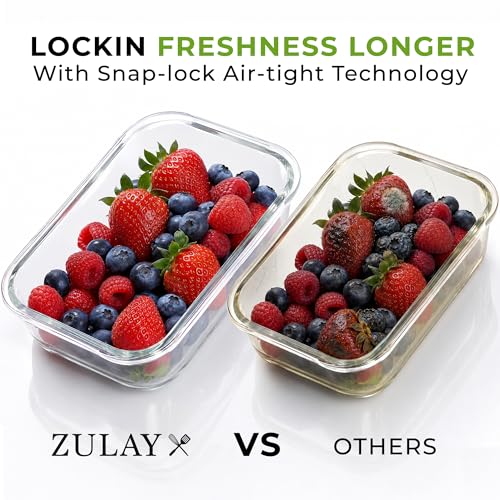 5 Piece Large 36oz Glass Storage Container Sets with Lids - Premium BPA Free Borosilicate Glass Food Storage Containers - Leak-Proof Meal Prep - Microwave, Freezer & Oven Safe - Gray - view 5