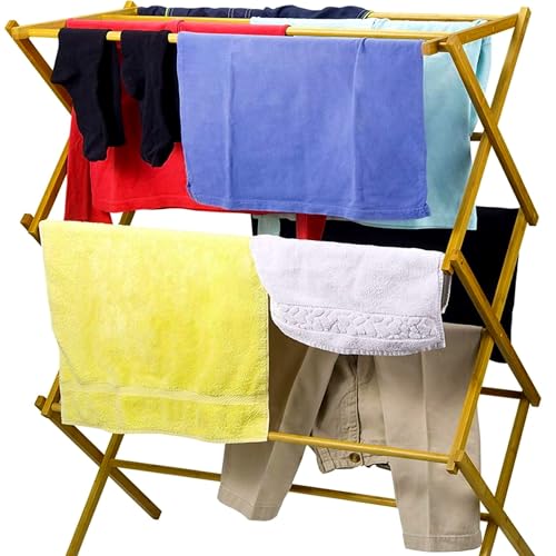 Wooden Clothes Drying Rack for Laundry - Foldable & Pre-Assembled - view 2