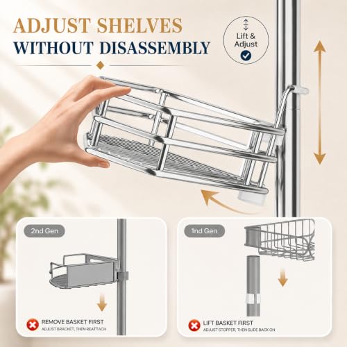 Rustproof Corner Shower Caddy Tension Pole for Bathroom Storage - view 5