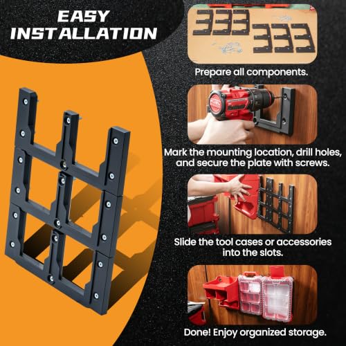 6-Pack Modular Mounting Plates Compatible with Milwaukee PACKOUT, Wall Mount Plates Fit for PACKOUT Toolboxes, Organizers & Accessories, Easy-to-Install and Convenient Tool Storage System - view 5