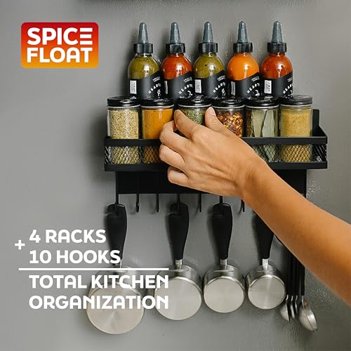 Spice Float Magnetic Spice Racks, Set of 4, Black - view 3