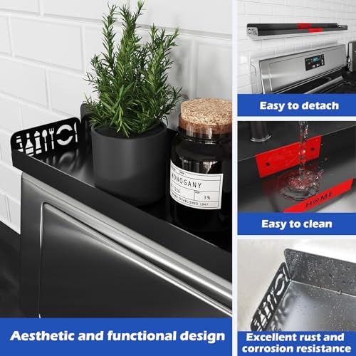 30" Magnetic Stove Top Shelf – Black Spice Rack with Red HOME Design – Seasoning Organizer for Back of Stove – Over Stove and Kitchen Storage Shelf - view 4