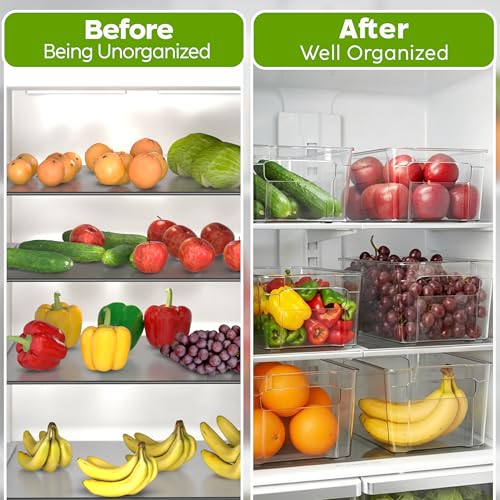 Plastic Stackable Storage Bins for Fridge, 8 Pack, Clear - view 5