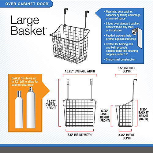 Large Over Cabinet Door Organizer White Wire Storage Basket for Kitchen Bathroom, Steel Hanging Cabinet Storage Organizer Basket Design Fits 0.75 Inch Cabinet Doors - view 7