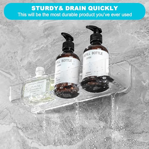 2-Pack Adhesive Shower Shelves, Acrylic Bathroom Wall Caddy, Clear - view 4