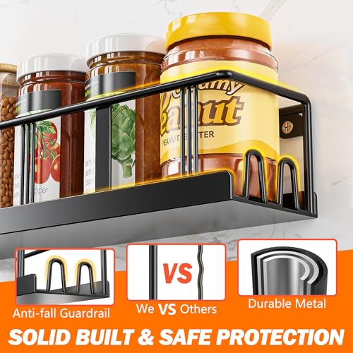 Spice Rack Wall Mounted 3 Pack,RV Spice Rack,Black - view 4