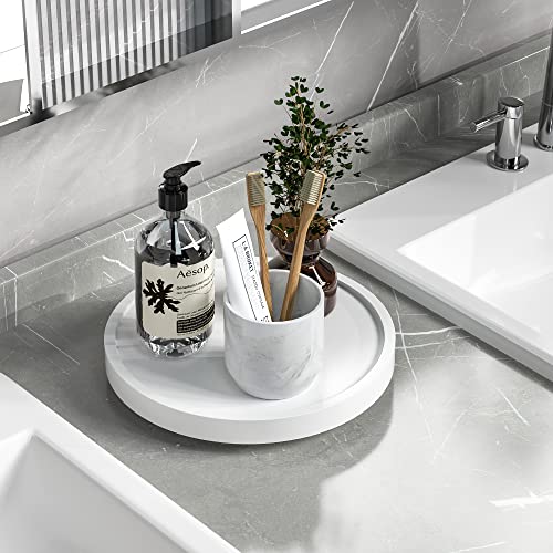 Turntable Vanity Tray, 9 Inch Bamboo Kitchen Sink Countertop Organizer