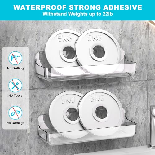 2-Pack Adhesive Shower Shelves, Acrylic Bathroom Wall Caddy, Clear - view 3