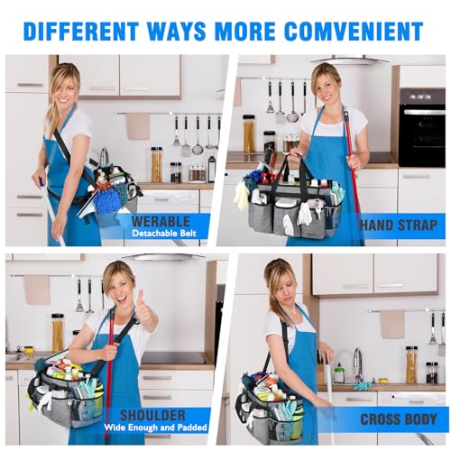 Wearable Cleaning Caddy Bag, Cleaning Caddy Supplies Organizer with Handles for Cleaners & Housekeeper, Under Sink & Car Cleaning Tool Organizers Bag with Adjustable Shoulder Strap&Waist Belt - view 5