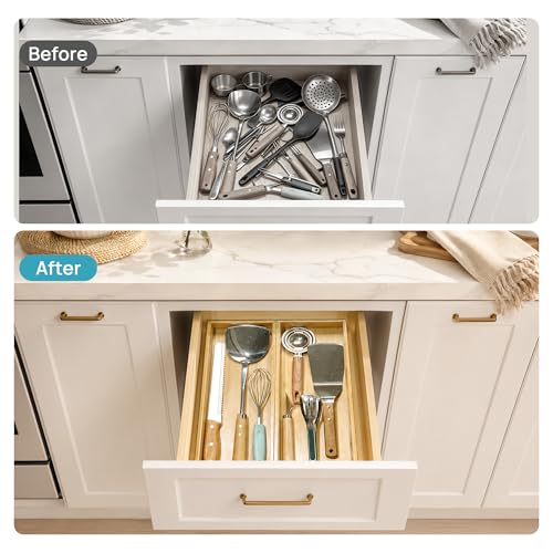 2 Pack Bamboo Drawer Organizer Boxes, Junk Drawer Storage Trays - view 3
