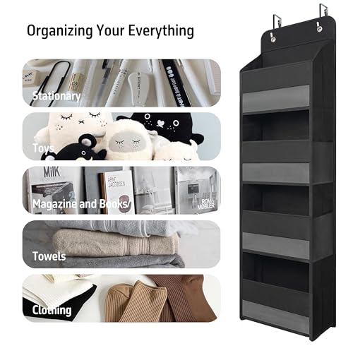 Over the Door Organizer for Bedroom Bathroom Pantry, 4 Shelf Black - view 6
