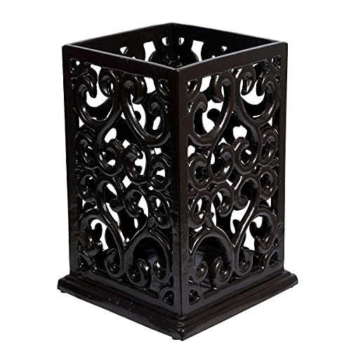 Cast Iron Utensil Holder, Large Kitchen Crock Vine Latte Gold