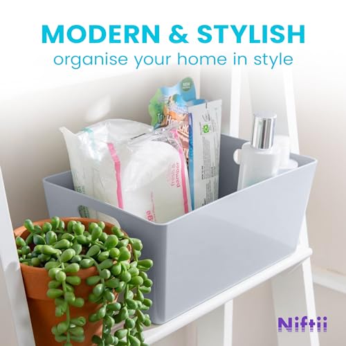 5-Pack Plastic Storage Baskets with Sturdy Handles, Lightweight & Durable Design, Ideal for Kitchen, Bathroom, and Cleaning Organisation, 3.9L Capacity, 17 x 25 x 11cm - view 5