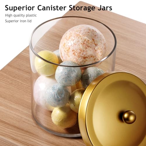 3Pack Large Plastic Apothecary Jars with Gold Metal Lids - view 2