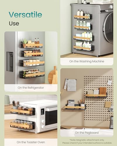 4-Pack Strong Magnetic Real Bamboo Spice Racks for Fridge - view 5