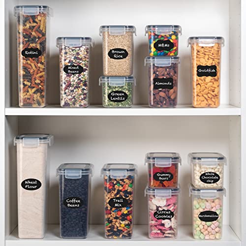 Airtight Food Storage Containers with Lids –14 Pack Kitchen Organization Set, Pantry Organization and Storage, Plastic Canisters with Lids - Cereal Containers Storage, Flour, Sugar (Black) - view 5