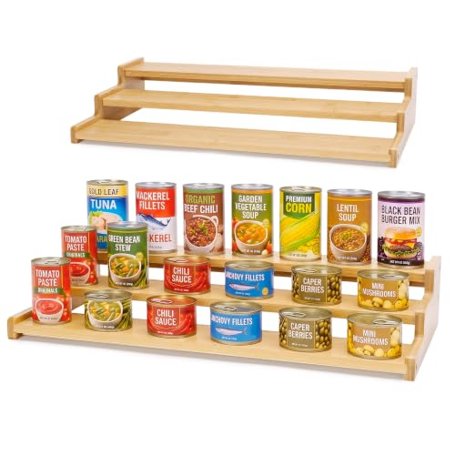 3-Tier Bamboo Can Rack Organizer for Pantry