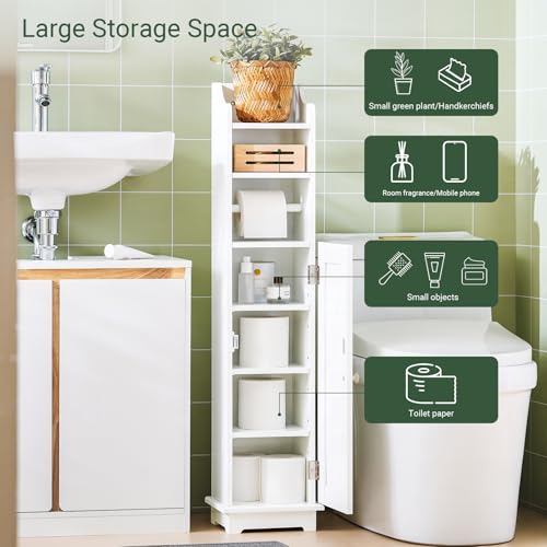 Haotian Toilet Paper Storage Cabinet, 7.8 x 9 x 39 in, White - view 3