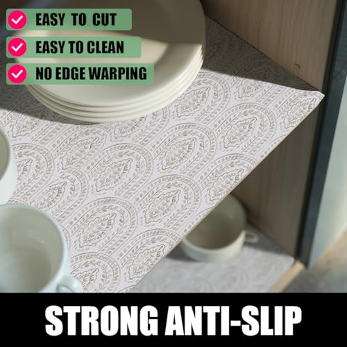 Beige Leaf Shelf Drawer Liner for Kitchen Cabinets Non-Adhesive - view 2