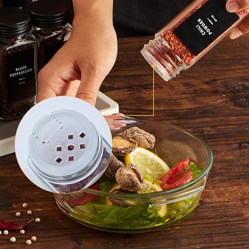 36 Glass Spice jars with label, 4oz Seasoning jars with Black Metal Lids - view 4