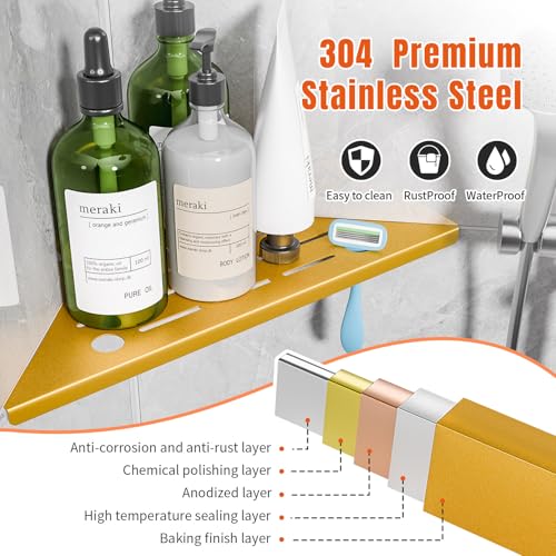 Corner Shower Shelves with Razor Hole, Modern Sturdy Shower Shelves - view 4