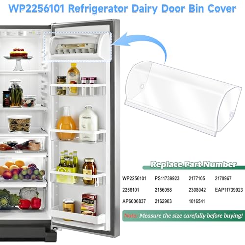 Upgraded WP2256101 Refrigerator Dairy Door Bin Cover Replacement Compatible with Whirlpool, Kenmore Refrigerator Door Shelf Replaces 2256101 Dairy Compartment Door Refrigerator Dairy Bin Cover - view 2