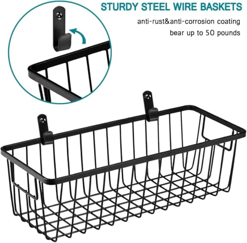 Hanging Wall Wire Baskets, Portable Metal Wall Mount Basket - view 3