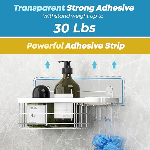 Shower Caddy and Soap Dish Holder with Hooks, Rust Resistant, 2 Pack - view 4