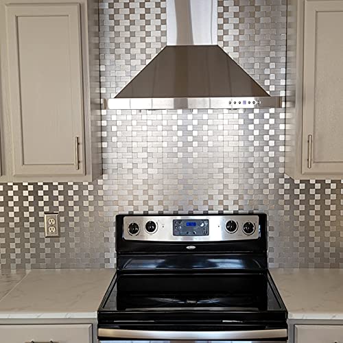 10-Pack Metal Peel and Stick Backsplash Tile, Silver Aluminium - view 3
