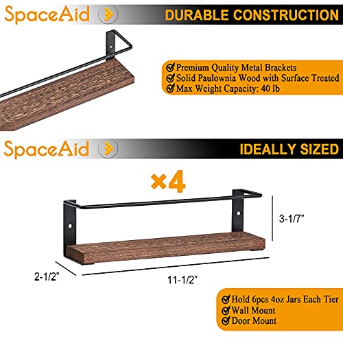 Spice Rack Organizer for Cabinet Door or Wall Mount (4 Pack) with 415 Spice Labels - Wood Hanging Seasoning Shelf for Cupboard Pantry or over the Stove - view 6